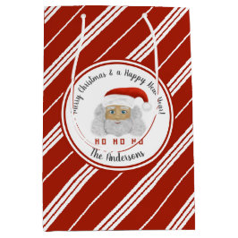 Sacola Para Presentes Média HO HO HO HO Santa Claus Red Lines Feliz Natal