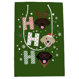Sacola Para Presentes Média Ho Ho Labrador Retriever Feliz Natal