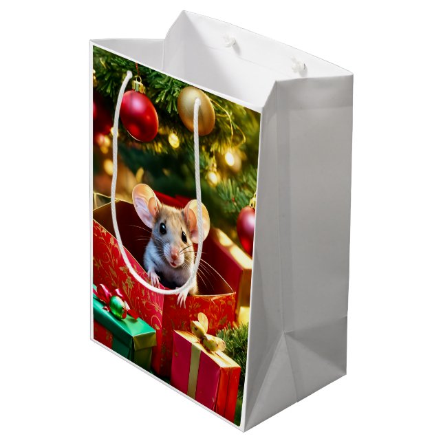 Sacola Para Presentes Média Holiday Blessings Mouse Christmas Gift Bags (Verso inclinado)