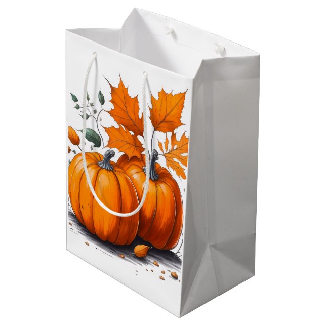 Sacola Para Presentes Média Holiday Blessings Pumpkins Gift Bags (Verso inclinado)