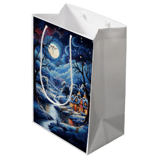 Sacola Para Presentes Média Holiday Blessings Vintage Christmas Gift Bags