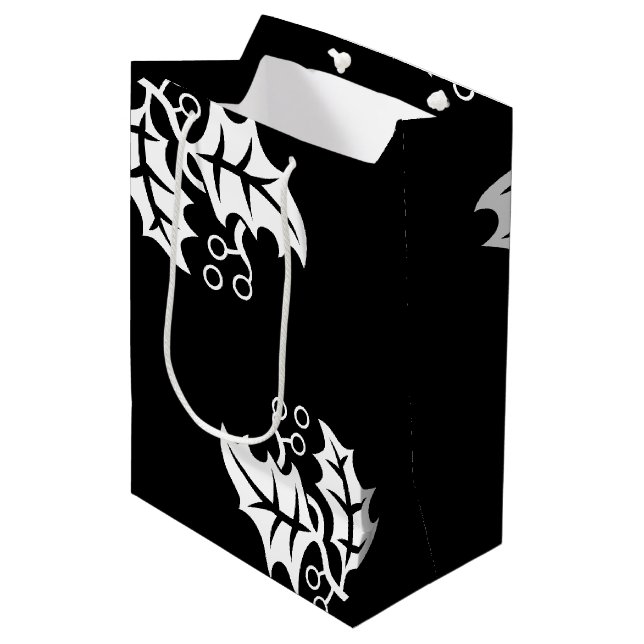 Sacola Para Presentes Média Holiday Gift Bag-Holly (Frente inclinada)