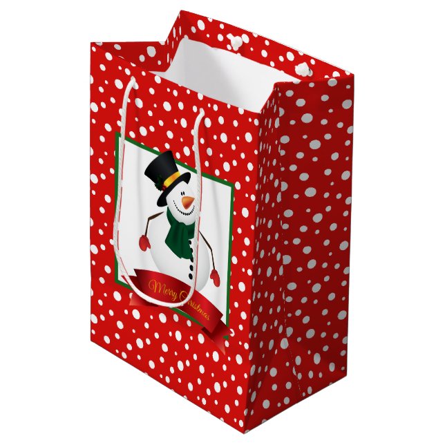 Sacola Para Presentes Média Holiday Gift Bag-Snowman (Frente inclinada)