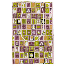 Sacola Para Presentes Média Holiday Stamps Christmas Wrapping Paper