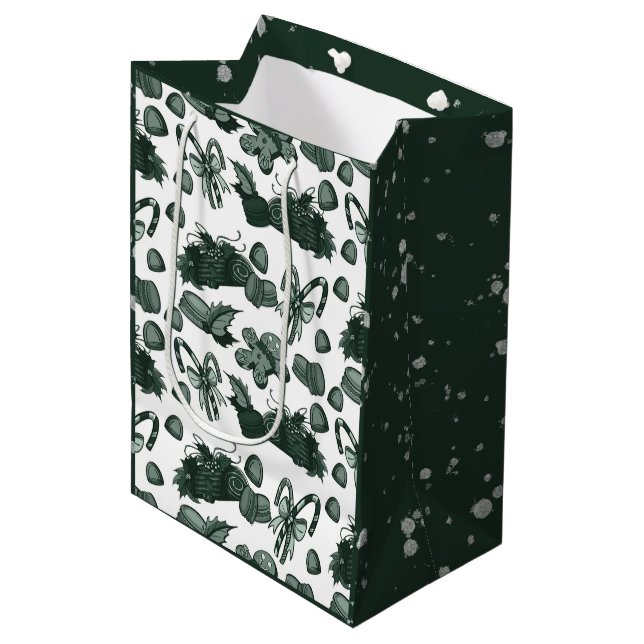Sacola Para Presentes Média Holiday Sweets- Pine (Solid) (Frente inclinada)