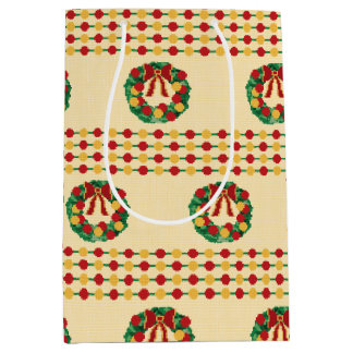 Sacola Para Presentes Média Holiday Wreath Knit
