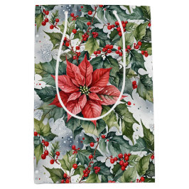 Sacola Para Presentes Média Holly de inverno