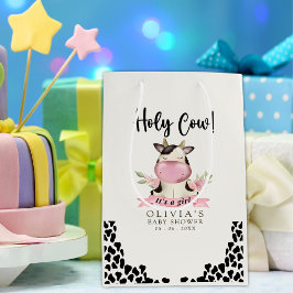 Sacola Para Presentes Média Holy Cow It's a Girl Cute Cow Baby shower