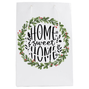 Sacola Para Presentes Média Home Sweet Home Watercolor
