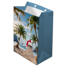 Sacola Para Presentes Média Homem Areia de Natal em uma praia