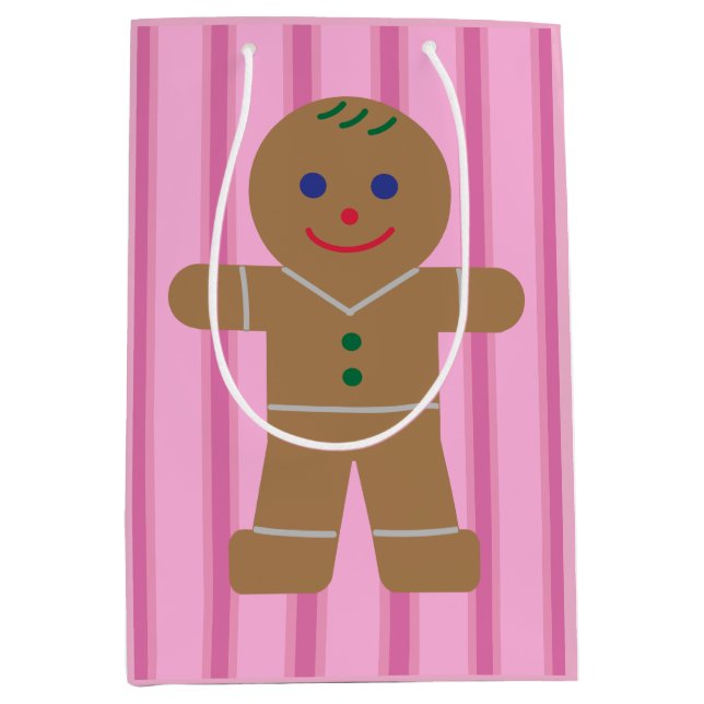 Sacola Para Presentes Média Homem de Gengibre Rosa, Divertido e Rico (Frente)