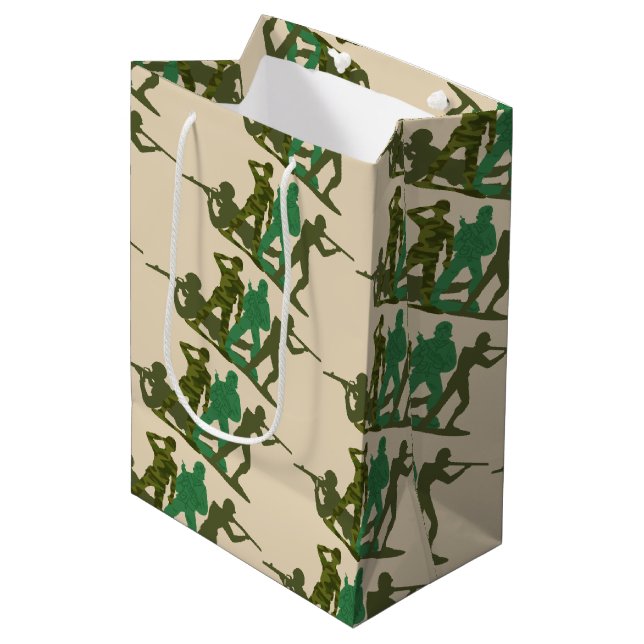 Sacola Para Presentes Média Homens de Ação do Exército Verde (Frente inclinada)