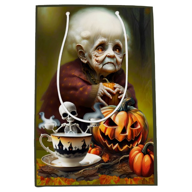 Sacola Para Presentes Média Hora do Chá de Todos os Hallows (Frente)