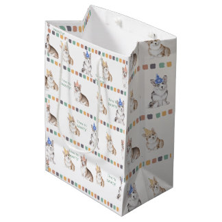 Sacola Para Presentes Média Horário Personalizável para Corgi PAWTY
