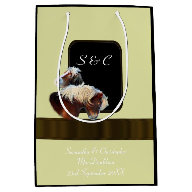 Sacola Para Presentes Média Horse e equestre de pônei (Frente)