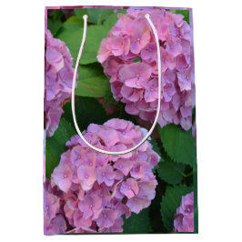 Sacola Para Presentes Média Hortensia hydrangea bush rosa