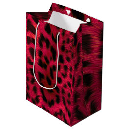Sacola Para Presentes Média Hot Pink Leopard Print Faux