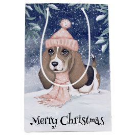 Sacola Para Presentes Média Hound Dog Christmas