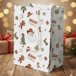 Sacola Para Presentes Média Howdy Christmas Western Cowboy