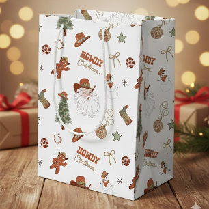 Sacola Para Presentes Média Howdy Christmas Western Cowboy
