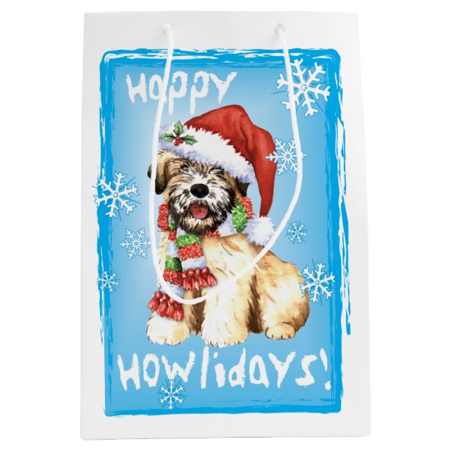 Sacola Para Presentes Média Howlidays feliz Wheaten (Frente)