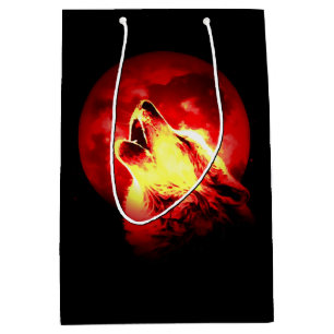 Sacola Para Presentes Média Howling Wolf em Red Night Matte