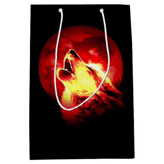 Sacola Para Presentes Média Howling Wolf em Red Night Matte (Frente)