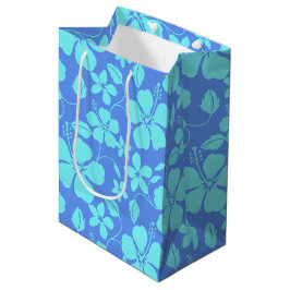 SACOLA PARA PRESENTES MÉDIA HULA HAVAIANA (HIBÍSCO) PERVINCA/TEAL