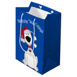 Sacola Para Presentes Média Humor De Cão De Natal Em Azul