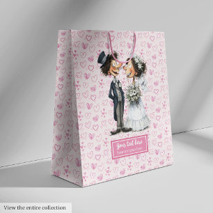 Sacola Para Presentes Média Humor de Casamento de Noiva de Watercolor Groom Gi