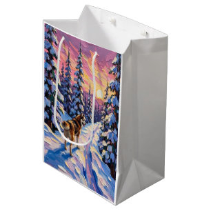 Sacola Para Presentes Média Husky Antigo na Trilha Florestal de Natal Nevada