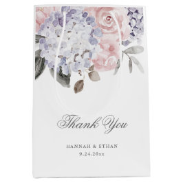 Sacola Para Presentes Média Hydrangea e rosas da aguarela do vintage | que