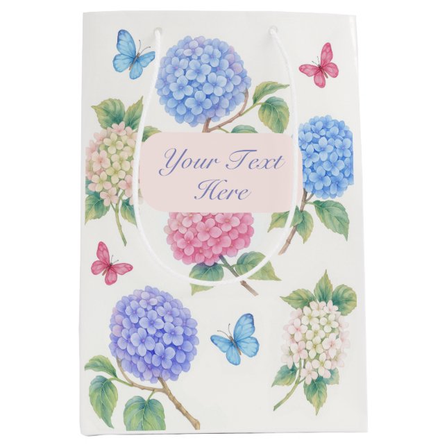 Sacola Para Presentes Média Hydrangea Gift Bag Personalizado (Frente)