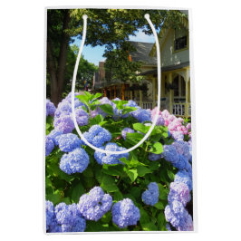 Sacola Para Presentes Média Hydrangeas azuis e rosadas - Martha's Vineyard Med