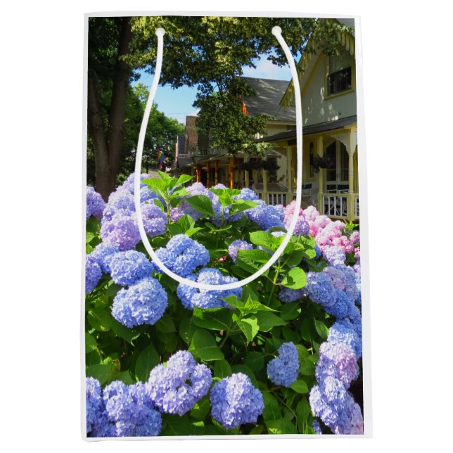 Sacola Para Presentes Média Hydrangeas azuis e rosadas - Martha's Vineyard Med (Frente)