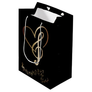 Sacola Para Presentes Média I Heart Music Gift Bag- Heart Music Notes