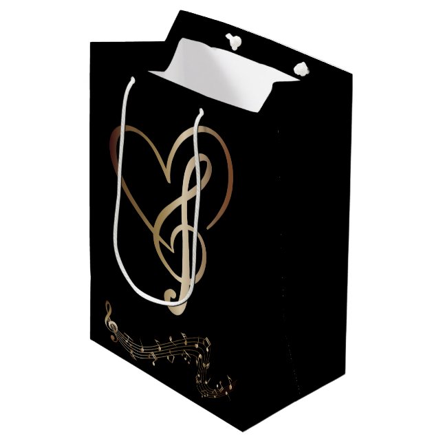 Sacola Para Presentes Média I Heart Music Gift Bag- Heart Music Notes (Frente inclinada)