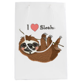 Sacola Para Presentes Média I Heart Sloths Baby Animal