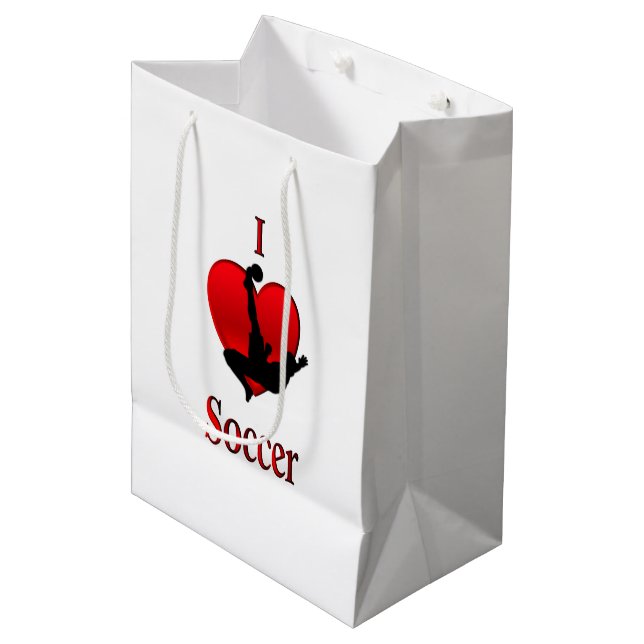 Sacola Para Presentes Média I Heart Soccer (Frente inclinada)