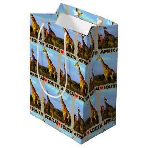 Sacola Para Presentes Média I Heart South Africa Giraffe Herd