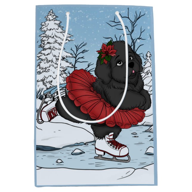 Sacola Para Presentes Média Icessionária Terra Nova Puppy Winter Wonderland (Frente)