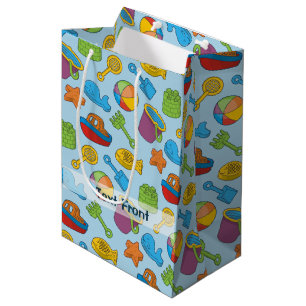 Sacola Para Presentes Média Ícones dos brinquedos de praia