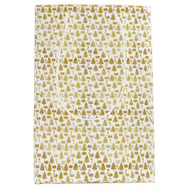 Sacola Para Presentes Média Ícones Dourados elegantes de Natal