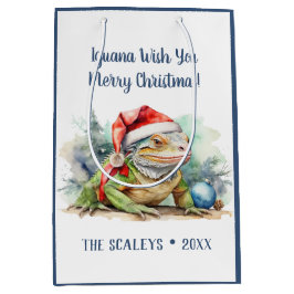 Sacola Para Presentes Média Iguana quer um Feliz Natal