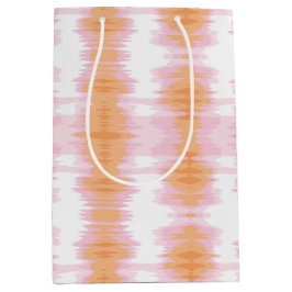 Sacola Para Presentes Média Ikat Brilhante em Rosa e Laranja