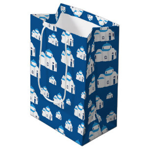 Sacola Para Presentes Média Ilha Grega Santorini - Igreja Azul