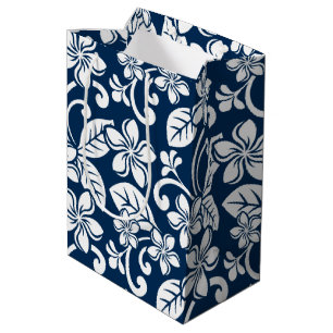 SACOLA PARA PRESENTES MÉDIA ILHA PLUMÉRIA (MARINHO AZUL)