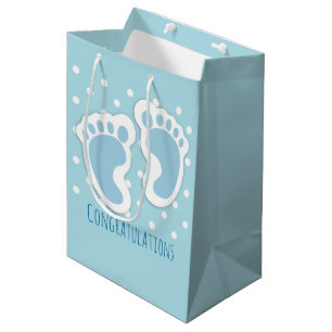 Sacola Para Presentes Média Ilustração bonito dos pés do bebé azul
