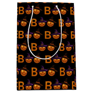 Sacola Para Presentes Média Ilustração Boo Halloween Pumpkin