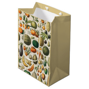 Sacola Para Presentes Média Ilustração Científica Botânica Vegetal fruta